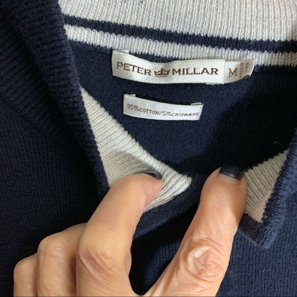 Peter Millar‎ Blue Soft Quarter Zip Pullover Sweater Size Medium - Picture 6 of 7